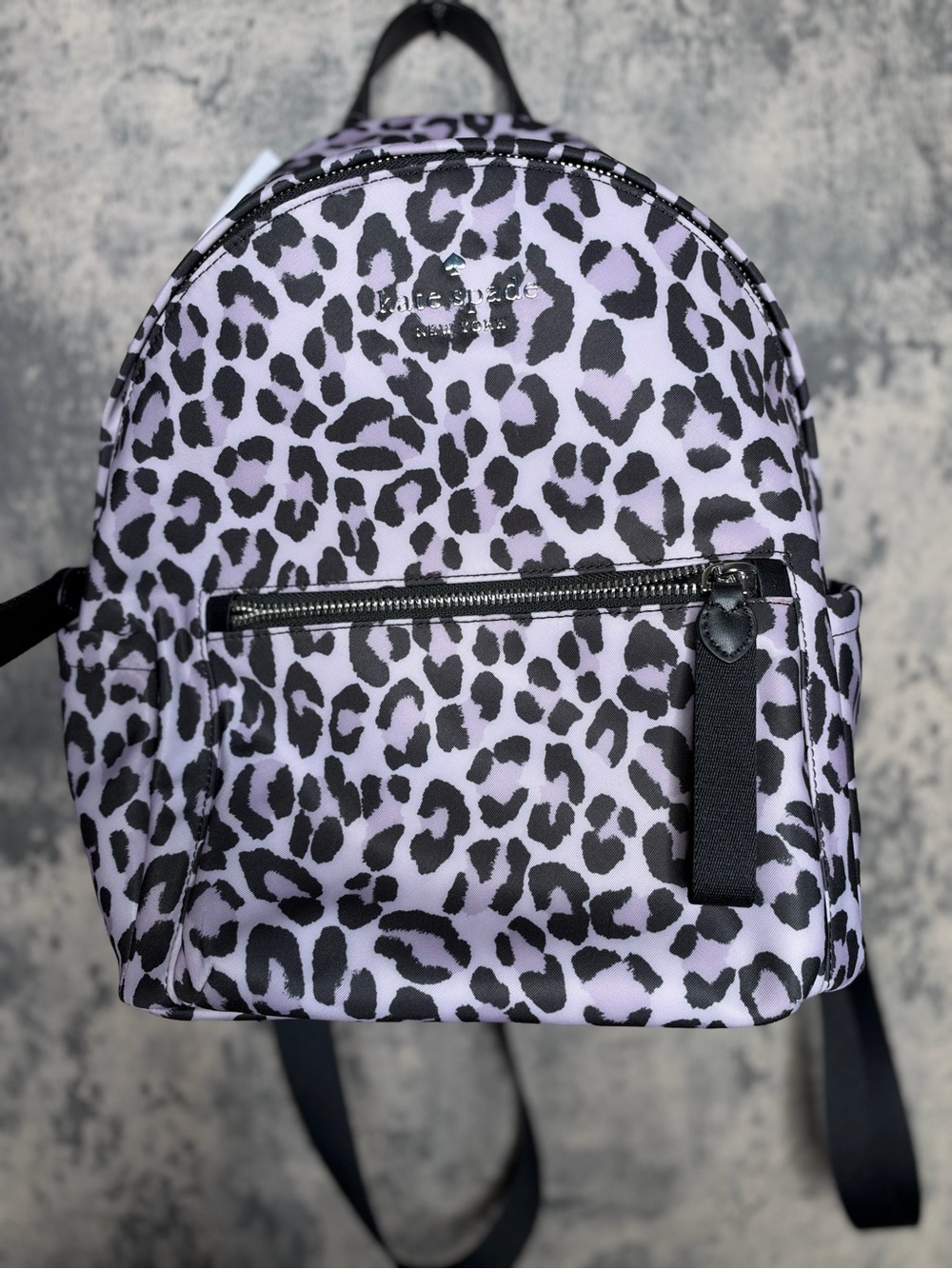 kate spade Lilac and Black Leopard Print Mini Backpack